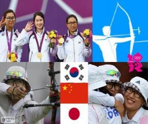 пазл Подиум женщин из лука команда, Корея на юге, Китая и Японии - Лондон 2012 -
